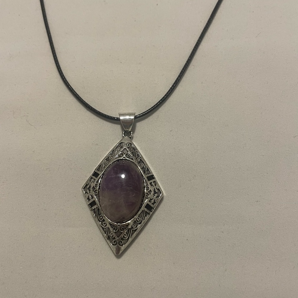 Victorian-Inspired amethyst and Silver Filigree Necklace